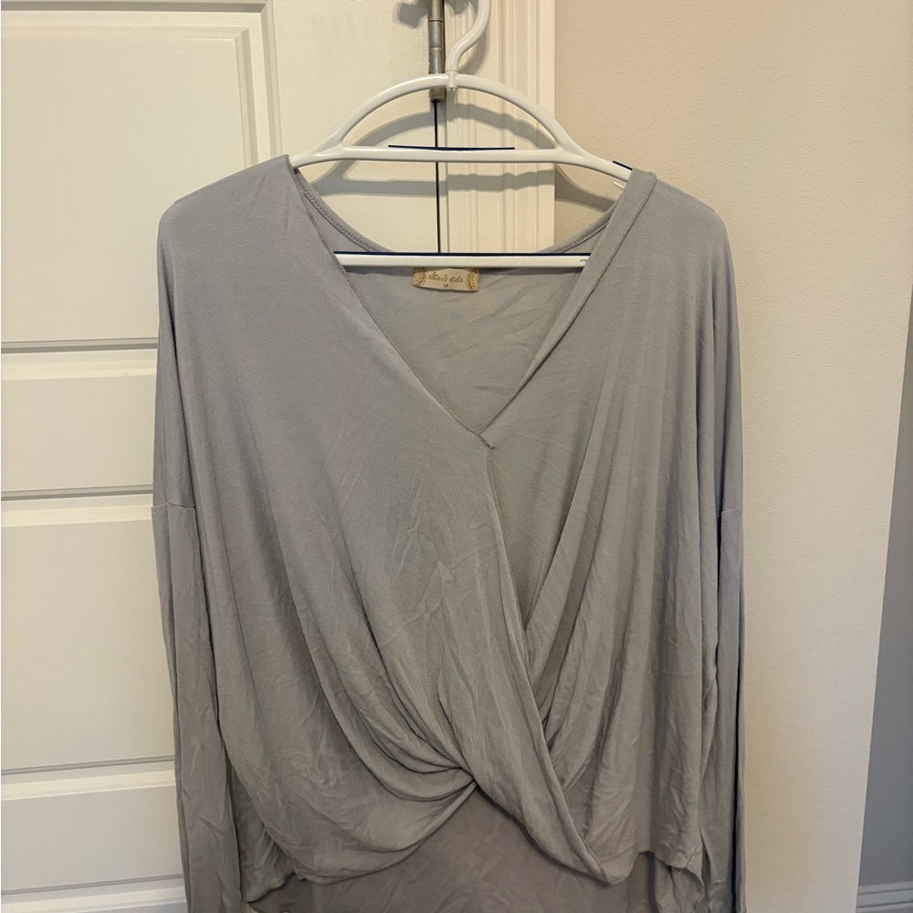 Altar'd State Light Blue Drape Front Blouse
